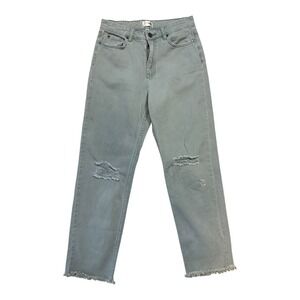 Amuse Society Women's 26 Distressed High Rise‎ Raw Hem Ankle Jeans